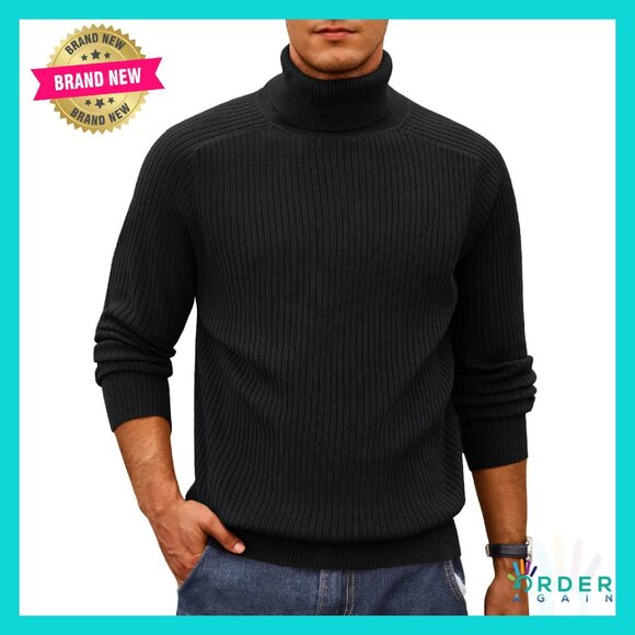Ribbed Knit Turtleneck Sweater Classic Elegant Minimal Winter Pullover